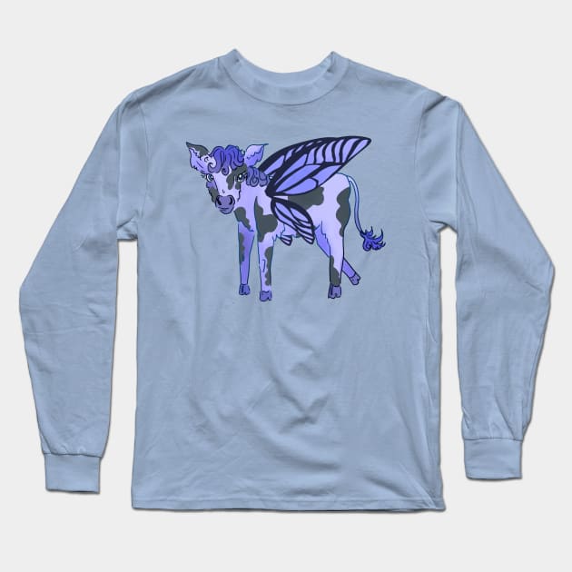 Butterfly blueberry cow Long Sleeve T-Shirt by TheDoodlemancer